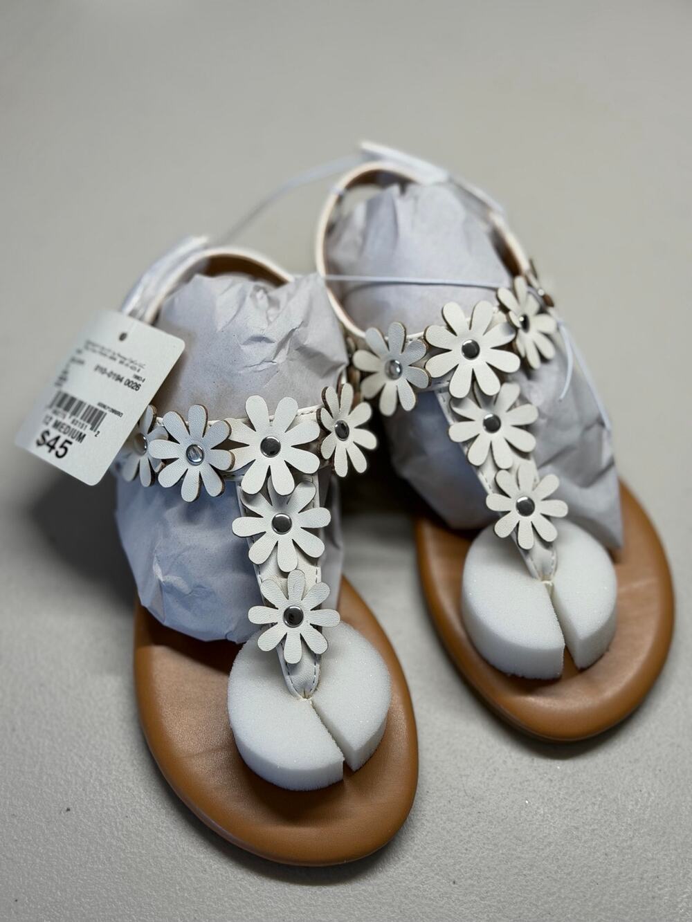 NEW! Thereabouts Hazel White 12M Sandals For Girls